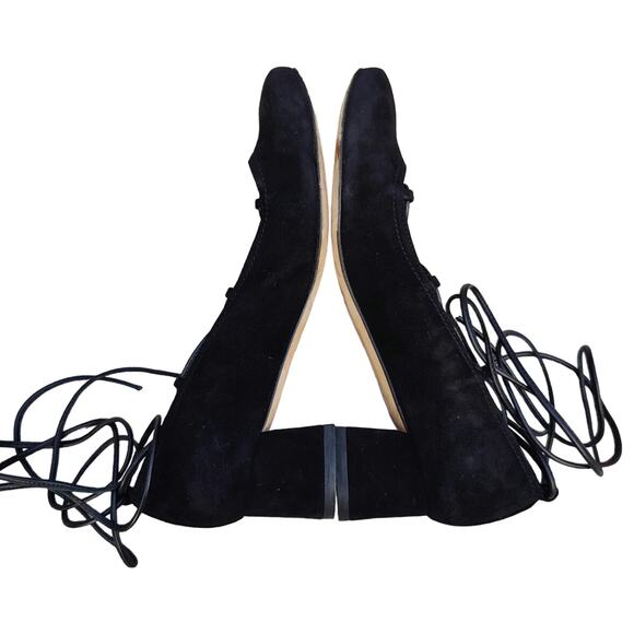Black suede Ballerina Stuart Weitzman lace up kitten heels sz 6 - Picture 5 of 7